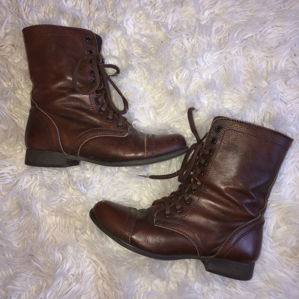 Brown Steve Madden combat boots
